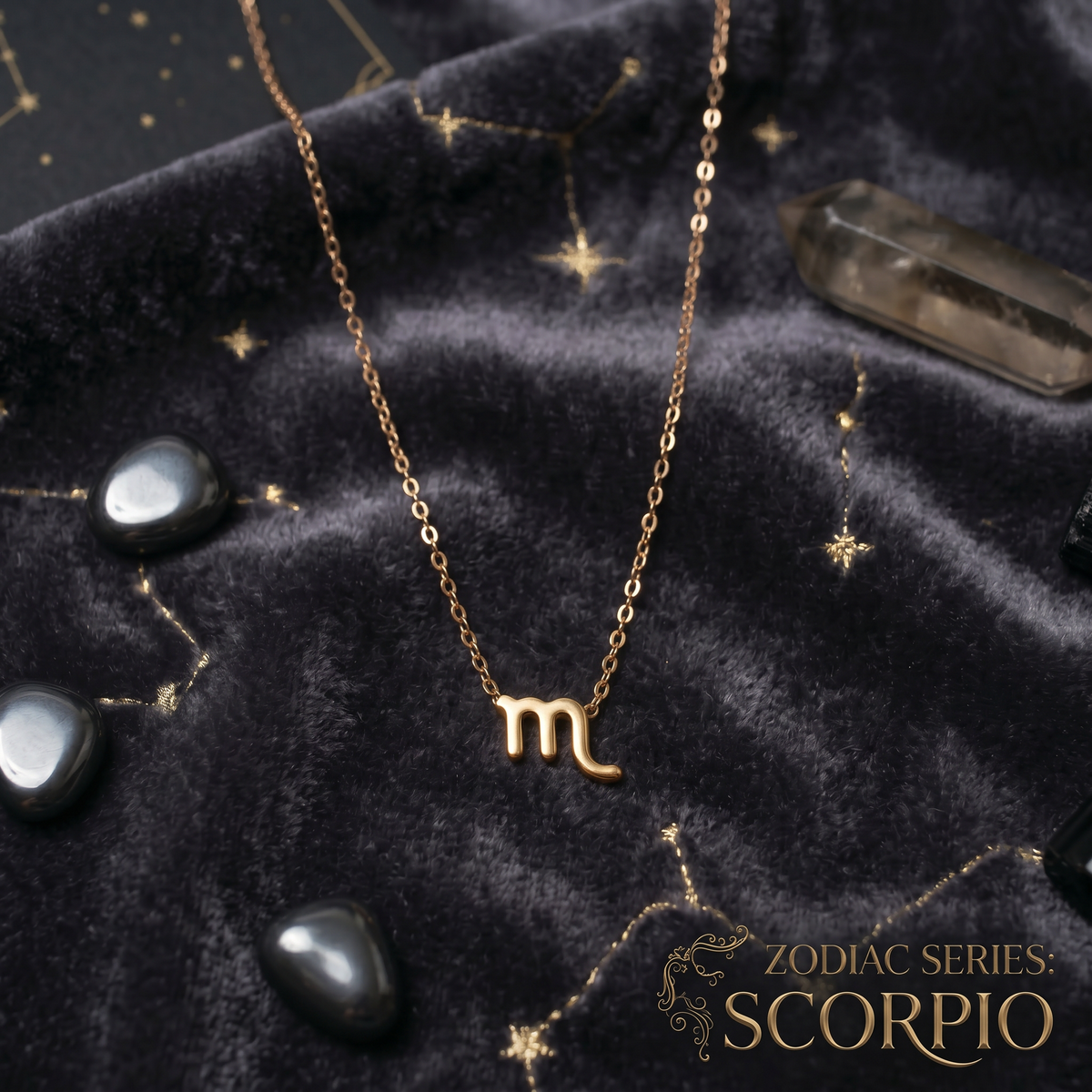 Scorpio Press-On Nails Gift Set With Scorpio Necklace | 30pcs Reusable Zodiac Nail Set