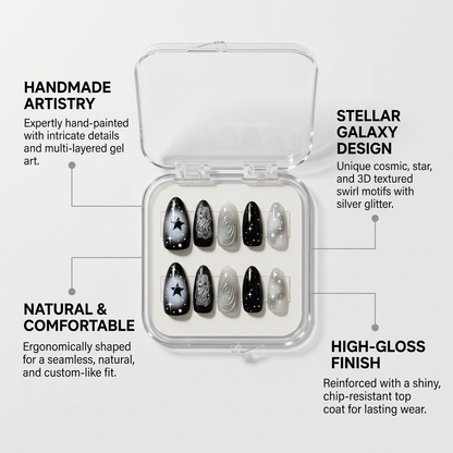 Aries Press-On Nails Gift Set With Aries Necklaces| 30pcs Reusable Zodiac Nail Set