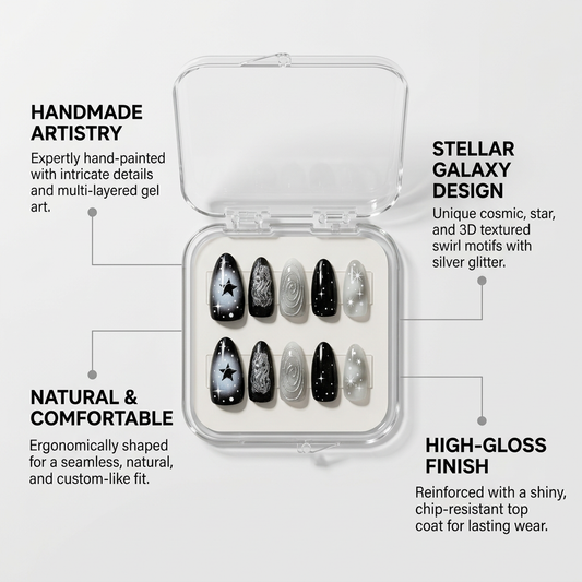 Aries Press-On Nails Gift Set With Aries Necklaces| 30pcs Reusable Zodiac Nail Set