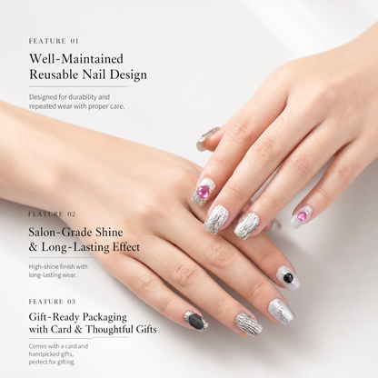 Scorpio Press-On Nails Gift Set With Scorpio Necklace | 30pcs Reusable Zodiac Nail Set