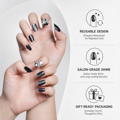Capricorn Press-On Nails Gift Set With Capricorn Necklace| 30pcs Reusable Zodiac Nail Set