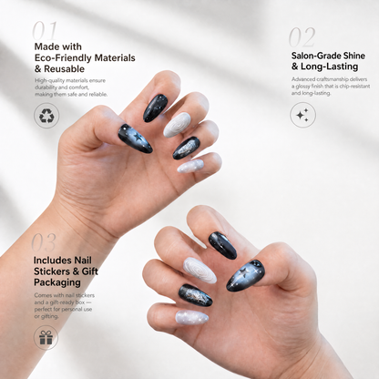 Aries Press-On Nails Gift Set With Aries Necklaces| 30pcs Reusable Zodiac Nail Set
