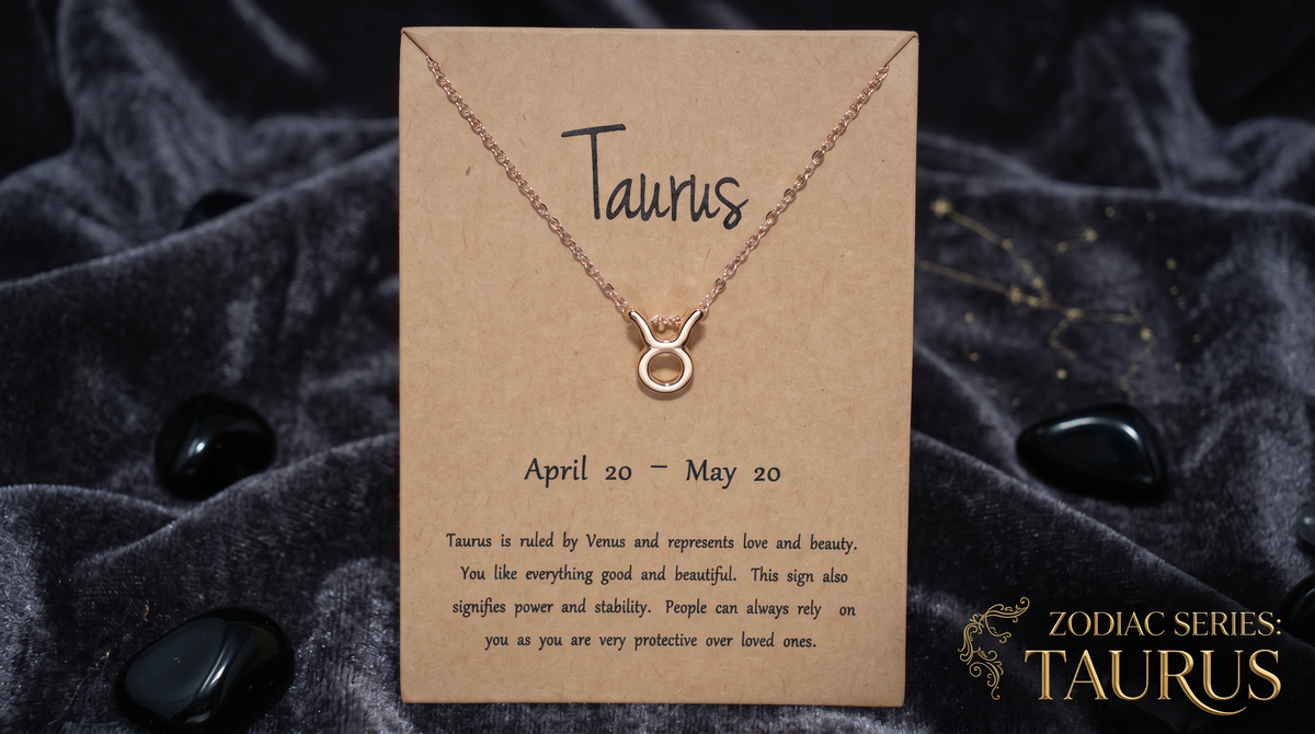 Taurus Press-On Nails Gift Set With Taurus Necklace| 30pcs Reusable Zodiac Nail Set