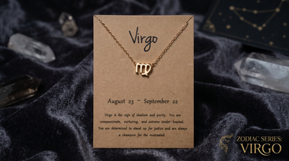 Virgo Press-On Nails Gift Set With Virgo Necklace | 30pcs Reusable Zodiac Nail Set