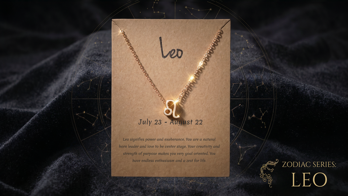 Leo Press-On Nails Gift Set With Leo Necklace | 30pcs Reusable Zodiac Nail Set | Slay Nails Club
