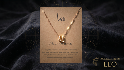 Leo Press-On Nails Gift Set With Leo Necklace | 30pcs Reusable Zodiac Nail Set | Slay Nails Club