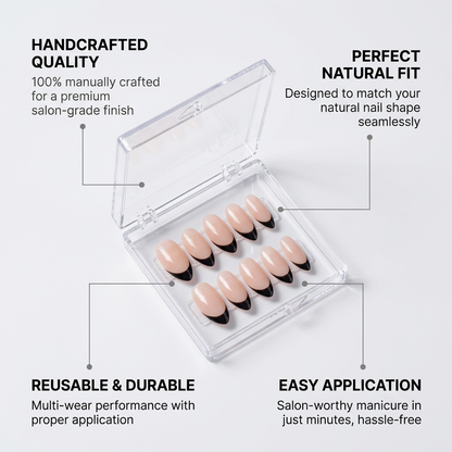 Sagittarius II Press-On Nails Gift Set with Sagittarius Necklace| 30pcs Reusable Black & Nude Zodiac Nail Set