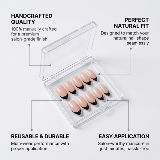 Sagittarius II Press-On Nails Gift Set with Sagittarius Necklace| 30pcs Reusable Black & Nude Zodiac Nail Set
