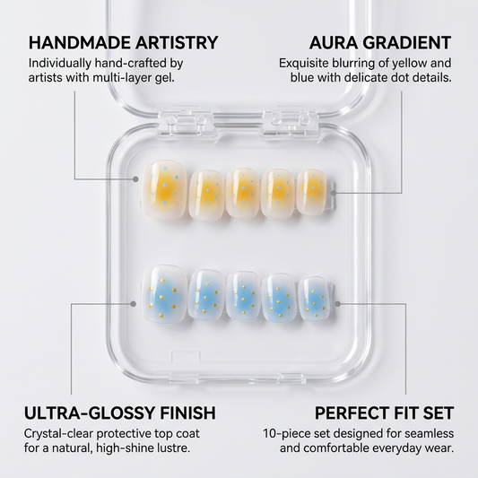Gemini Press-On Nails Gift Set With Gemini Necklace | 30pcs Reusable Zodiac Nail Set