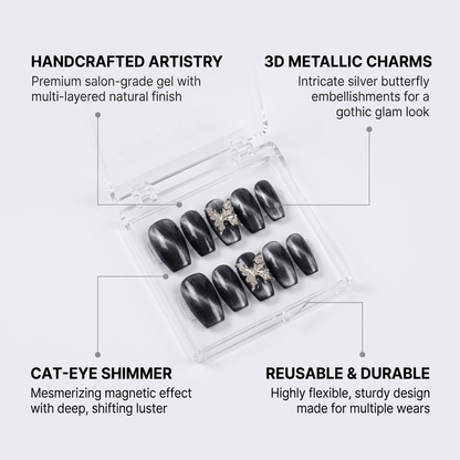 Capricorn Press-On Nails Gift Set With Capricorn Necklace| 30pcs Reusable Zodiac Nail Set