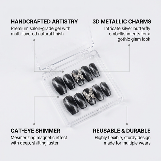 Capricorn Press-On Nails Gift Set With Capricorn Necklace| 30pcs Reusable Zodiac Nail Set