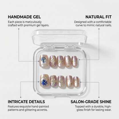 Sagittarius Press-On Nails Gift Set With Sagittarius Necklace | 30pcs Reusable Zodiac Nail Set