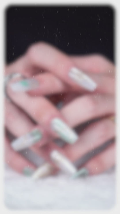 Aquarius Press-On Nails Gift Set with Aquarius Necklace| 30pcs Reusable Zodiac Nail Set