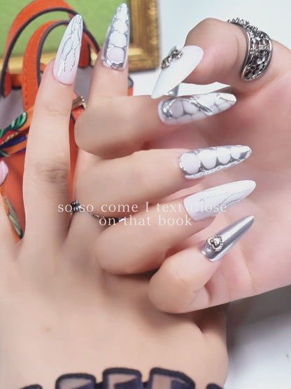 Cancer Press-On Nails Gift Set with Cancer Necklace 30pcs fits most sizes