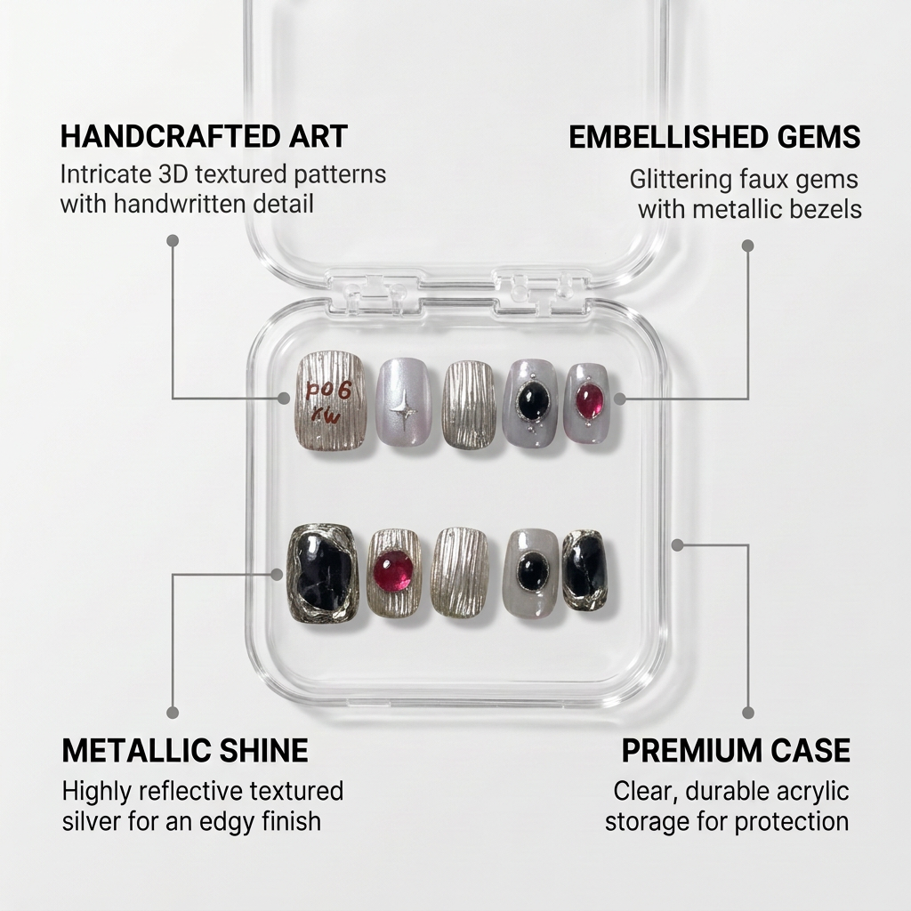 Scorpio Press-On Nails Gift Set With Scorpio Necklace | 30pcs Reusable Zodiac Nail Set