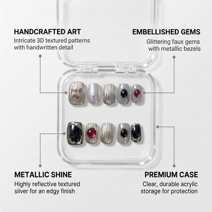 Scorpio Press-On Nails Gift Set With Scorpio Necklace | 30pcs Reusable Zodiac Nail Set