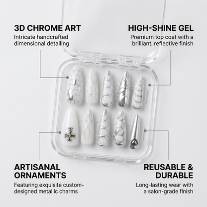 Cancer Press-On Nails Gift Set with Cancer Necklace 30pcs fits most sizes