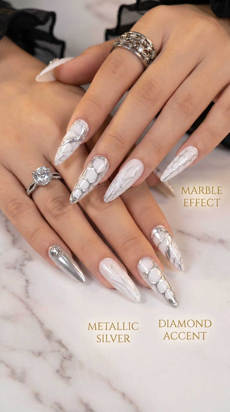 Cancer Press-On Nails Gift Set with Cancer Necklace 30pcs fits most sizes