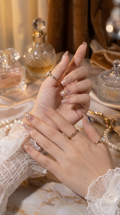 Sagittarius Press-On Nails Gift Set With Sagittarius Necklace | 30pcs Reusable Zodiac Nail Set