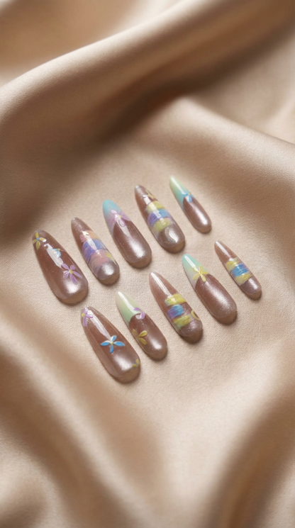 Taurus Press-On Nails Gift Set With Taurus Necklace| 30pcs Reusable Zodiac Nail Set