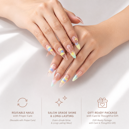 Taurus Press-On Nails Gift Set With Taurus Necklace| 30pcs Reusable Zodiac Nail Set